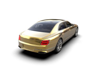 Beyaz arka planda izole edilmiş lüks bir araba. 3d görüntüleme - illüstrasyon