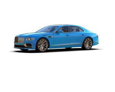 Beyaz arka planda izole edilmiş lüks bir araba. 3d görüntüleme - illüstrasyon