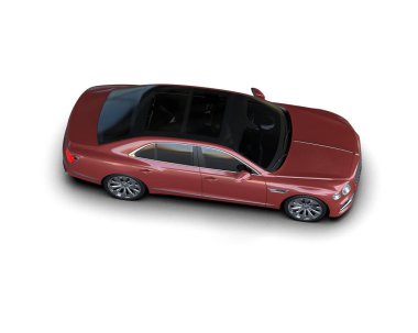 Beyaz arka planda izole edilmiş lüks bir araba. 3d görüntüleme - illüstrasyon