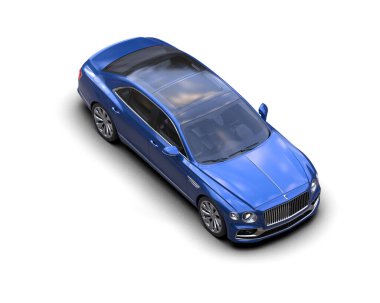 Beyaz arka planda izole edilmiş lüks bir araba. 3d görüntüleme - illüstrasyon