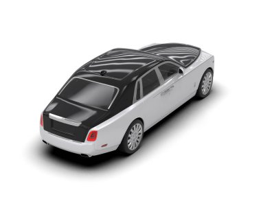 Beyaz arka planda izole edilmiş lüks bir araba. 3d görüntüleme - illüstrasyon