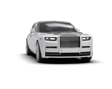 Beyaz arka planda izole edilmiş lüks bir araba. 3d görüntüleme - illüstrasyon