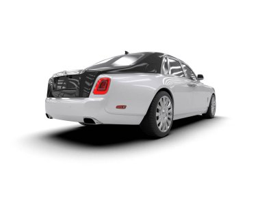 Beyaz arka planda izole edilmiş lüks bir araba. 3d görüntüleme - illüstrasyon