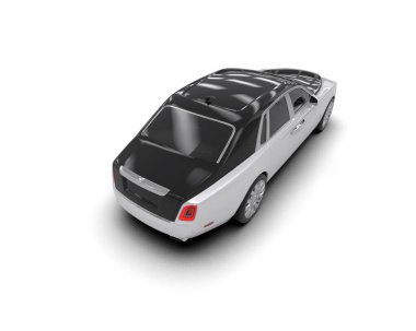 Beyaz arka planda izole edilmiş lüks bir araba. 3d görüntüleme - illüstrasyon