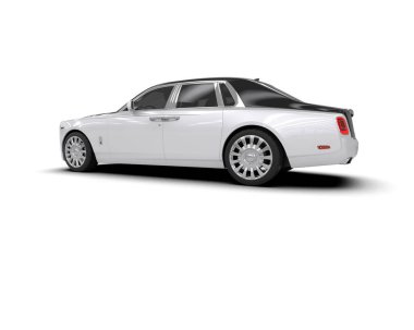 Beyaz arka planda izole edilmiş lüks bir araba. 3d görüntüleme - illüstrasyon