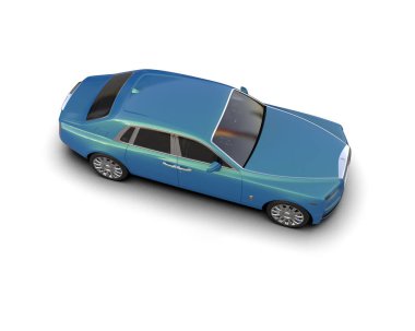 Beyaz arka planda izole edilmiş lüks bir araba. 3d görüntüleme - illüstrasyon