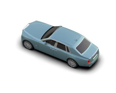 Beyaz arka planda izole edilmiş lüks bir araba. 3d görüntüleme - illüstrasyon