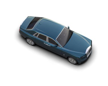 Beyaz arka planda izole edilmiş lüks bir araba. 3d görüntüleme - illüstrasyon