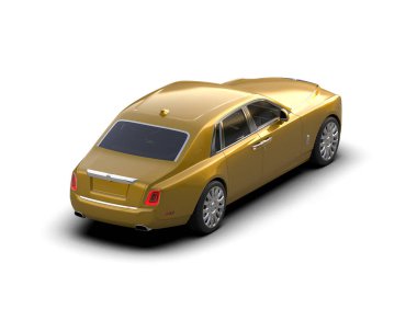 Beyaz arka planda izole edilmiş lüks bir araba. 3d görüntüleme - illüstrasyon