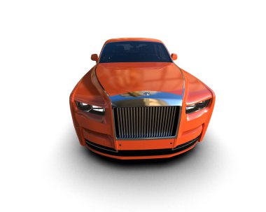 Beyaz arka planda izole edilmiş lüks bir araba. 3d görüntüleme - illüstrasyon