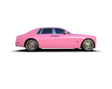 Beyaz arka planda izole edilmiş lüks bir araba. 3d görüntüleme - illüstrasyon