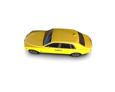 Beyaz arka planda izole edilmiş lüks bir araba. 3d görüntüleme - illüstrasyon