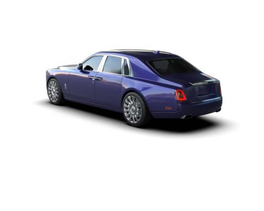 Beyaz arka planda izole edilmiş lüks bir araba. 3d görüntüleme - illüstrasyon