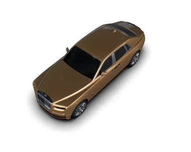 Beyaz arka planda izole edilmiş lüks bir araba. 3d görüntüleme - illüstrasyon