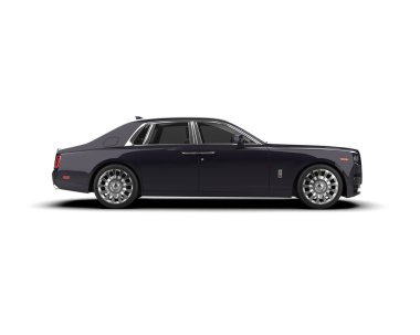 Beyaz arka planda izole edilmiş lüks bir araba. 3d görüntüleme - illüstrasyon