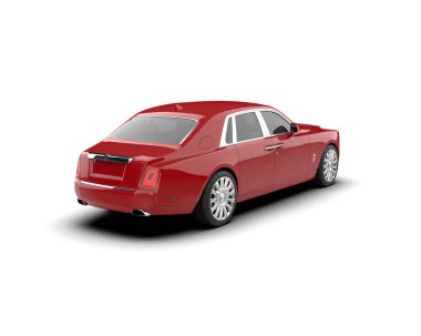 Beyaz arka planda izole edilmiş lüks bir araba. 3d görüntüleme - illüstrasyon