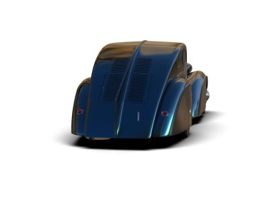 mavi araba beyaz arkaplanda izole edildi.