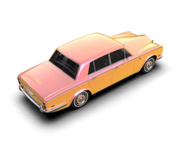 Retro araba. Beyaz arkaplanda izole edilmiş vektör illüstrasyonu