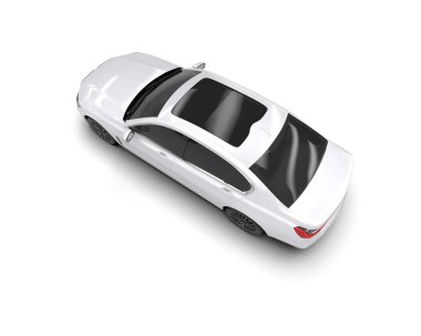 Beyaz arka planda izole edilmiş beyaz lüks araba. 3d görüntüleme - illüstrasyon