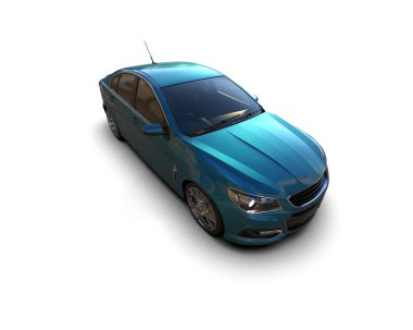 Modern araba beyaz arka planda izole edilmiş. 3d illüstrasyon. 
