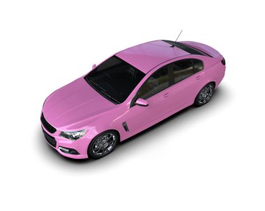 Modern araba beyaz arka planda izole edilmiş. 3d illüstrasyon. 