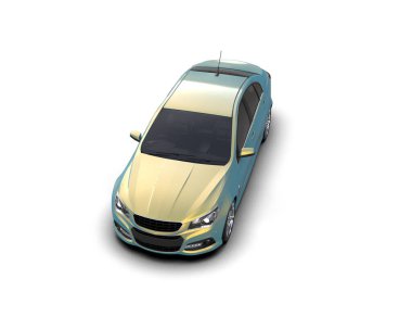 Modern araba beyaz arka planda izole edilmiş. 3d illüstrasyon. 