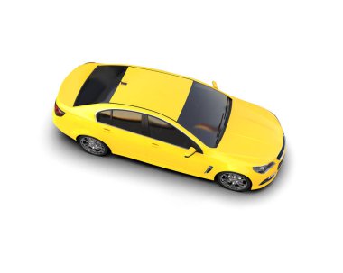 Modern araba beyaz arka planda izole edilmiş. 3d illüstrasyon. 