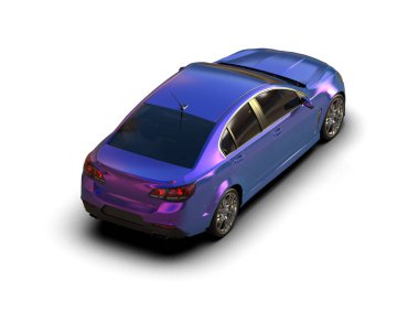 Modern araba beyaz arka planda izole edilmiş. 3d illüstrasyon. 