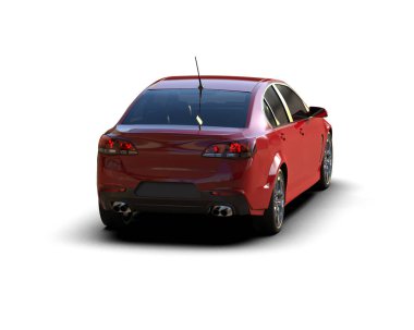 Modern araba beyaz arka planda izole edilmiş. 3d illüstrasyon. 