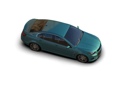 Modern araba beyaz arka planda izole edilmiş. 3d illüstrasyon. 