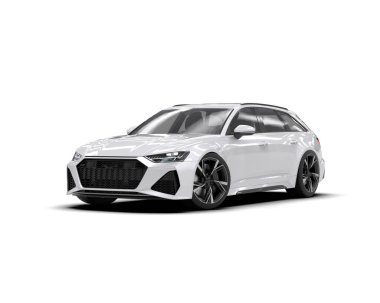 Modern araba arka planda izole edilmiş. 3d resimleme