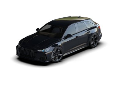 Modern araba arka planda izole edilmiş. 3d resimleme