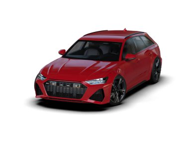 Modern araba arka planda izole edilmiş. 3d resimleme