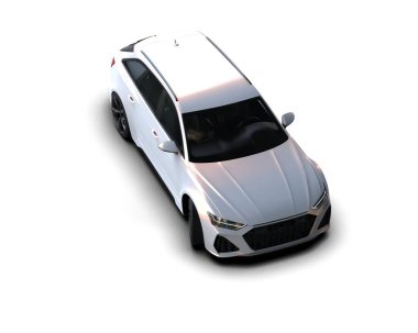 Modern araba arka planda izole edilmiş. 3d resimleme
