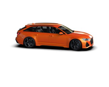 Modern araba arka planda izole edilmiş. 3d resimleme