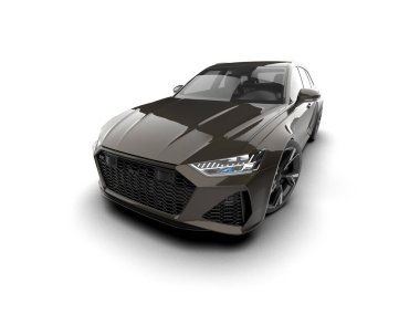 Modern araba arka planda izole edilmiş. 3d resimleme