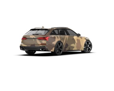 Modern araba arka planda izole edilmiş. 3d resimleme