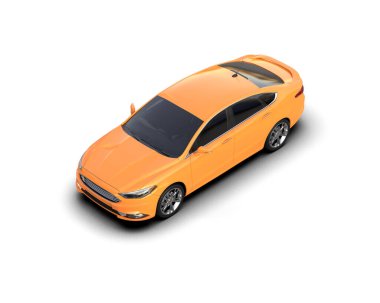 Modern araba arka planda izole edilmiş. 3d resimleme