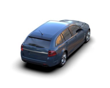 Modern araba arka planda izole edilmiş. 3d resimleme