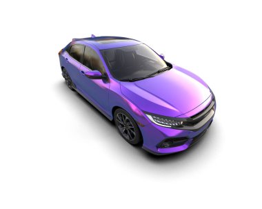 Modern araba arka planda izole edilmiş. 3d resimleme