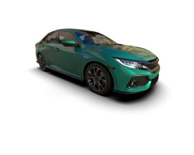 Modern araba arka planda izole edilmiş. 3d resimleme
