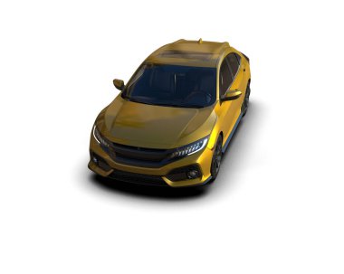 Modern araba arka planda izole edilmiş. 3d resimleme