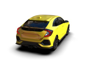 Modern araba arka planda izole edilmiş. 3d resimleme