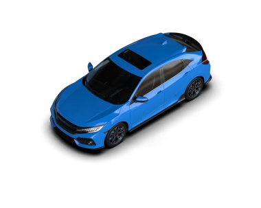 Modern araba arka planda izole edilmiş. 3d resimleme