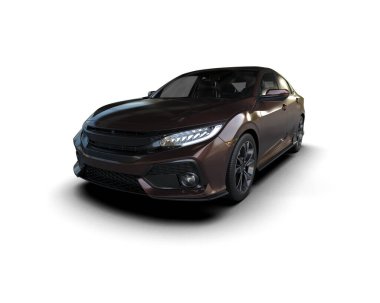 Modern araba arka planda izole edilmiş. 3d resimleme