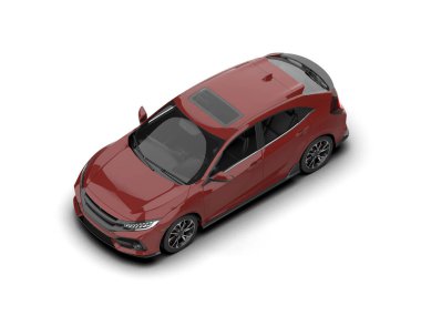 Modern araba arka planda izole edilmiş. 3d resimleme