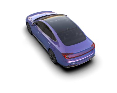 Modern araba arka planda izole edilmiş. 3d resimleme