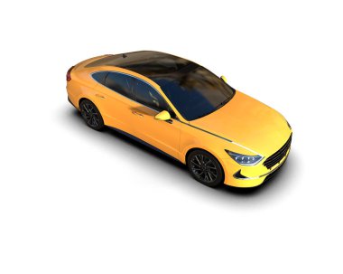 Modern araba arka planda izole edilmiş. 3d resimleme
