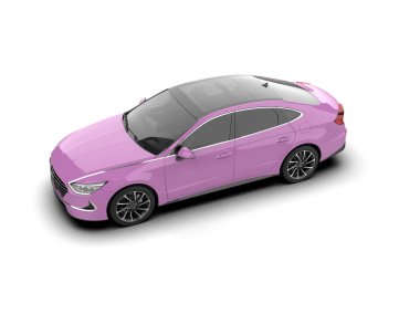 Modern araba arka planda izole edilmiş. 3d resimleme