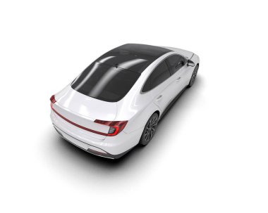 Modern araba arka planda izole edilmiş. 3d resimleme